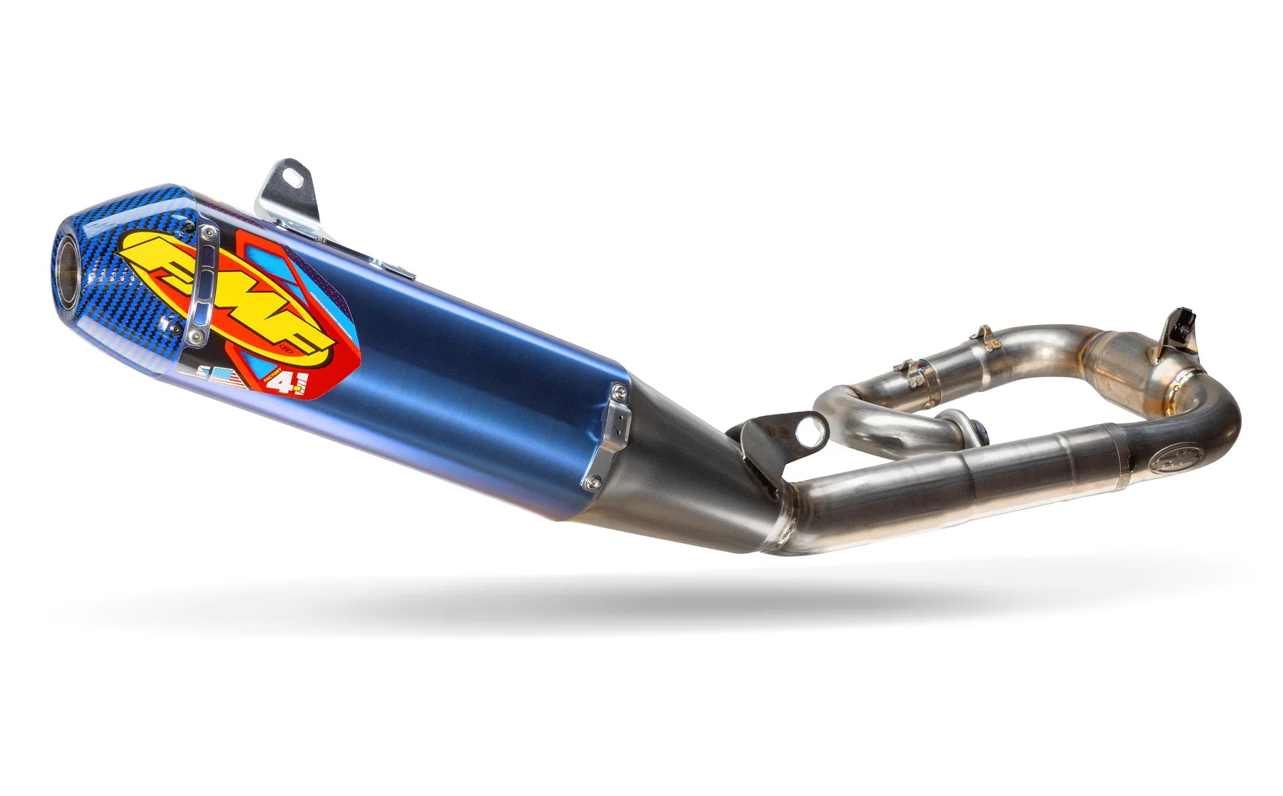FMF FACTORY 4.1 RCT TITANIUM ANODIZED FULL SYSTEM W/ BLUE CARBON END CAP 19-26 YZ250F/20-26 YZ250FX/WR250F 23-25
